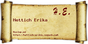 Hettich Erika névjegykártya